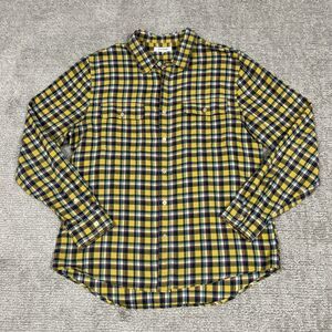 Frame Flannel Shirt Mens XL Slim Fit Canary Yellow Button Down Plaid Cotton